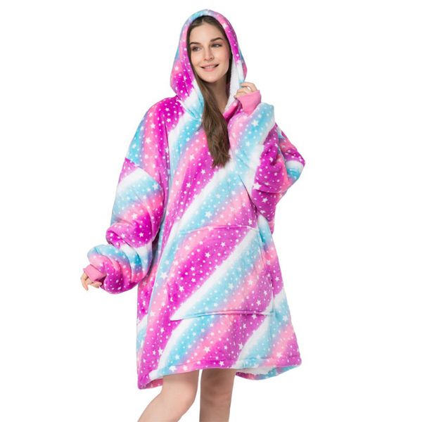 Over-sized Stars Fleece Hoodie - One Size