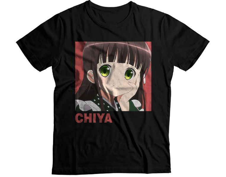 Chiya Ujimatsu Is the Order a Rabbit Red Background Graphic T-Shirt (2)