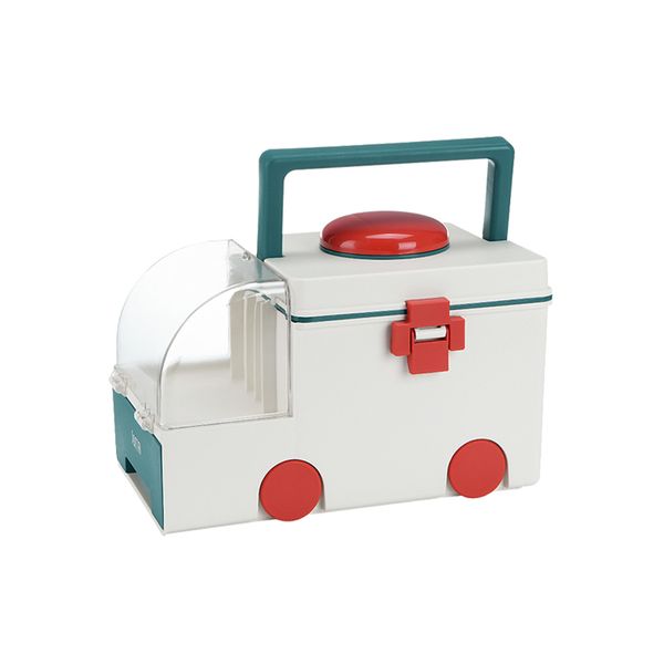 Portable Multi-Layer Medicine Household Health Storage Box - Green&amp;White