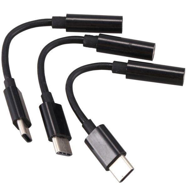 3Pcs Type C to 3.5mm Headphone Audio Adapter(Black)