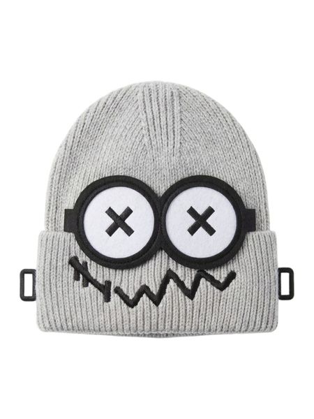 Soft Knitted Beanie With Embroidered Cartoon Face