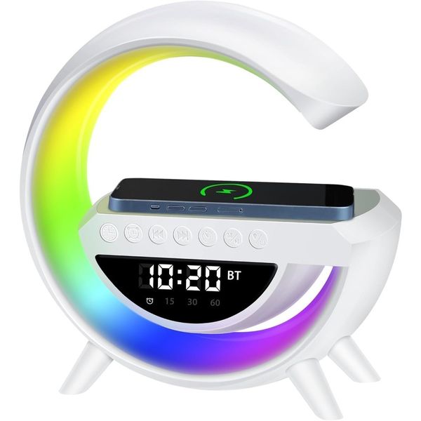 3in1 G-Type Wireless Charging Speaker,Clock Alarm LED Desk Lamp