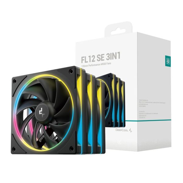 DeepCool FL12 3-in-1 ARGB 120mm Fan 3-Pack - Black