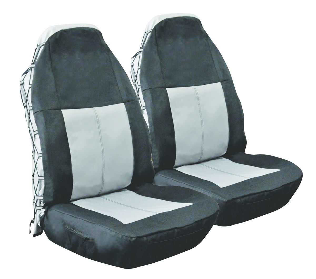 AutoKraft 2 Piece (FRONT-Only) Seat Cover Set (Black & Grey) | Shop ...