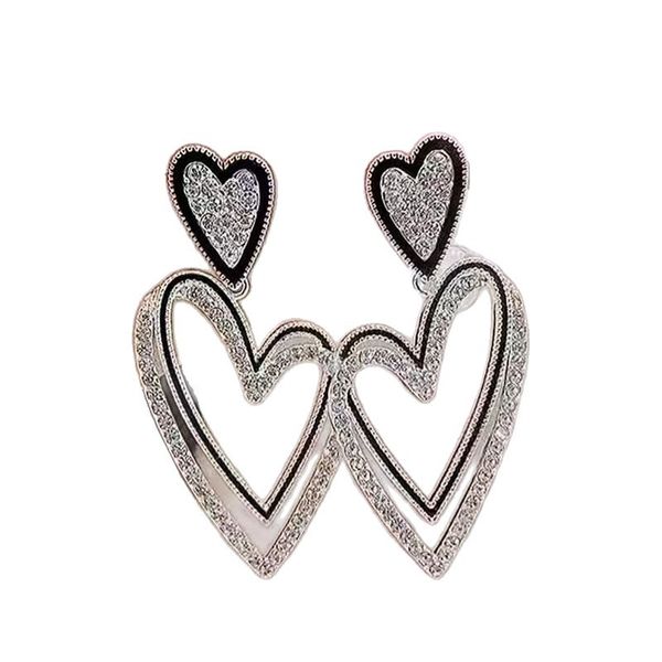 Silver Needle HEART Temperament Love Stud Earrings Funny Earrings