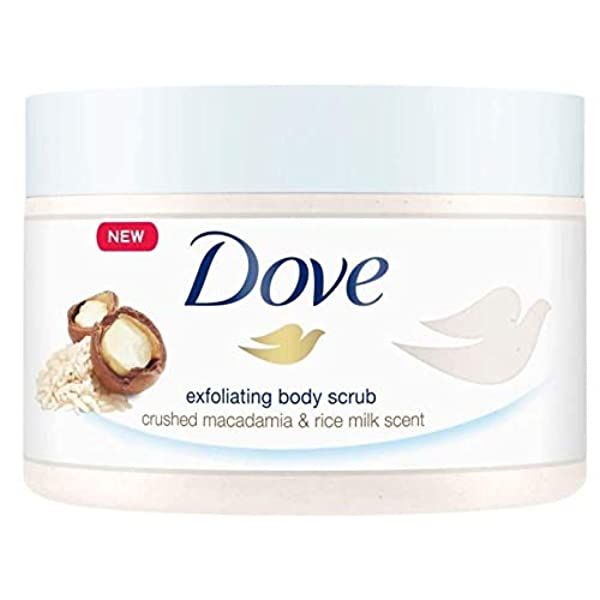 Dove Exfoliating Body Scrub, Crushed Macadamia &amp; Rice Milk scent- 225ml