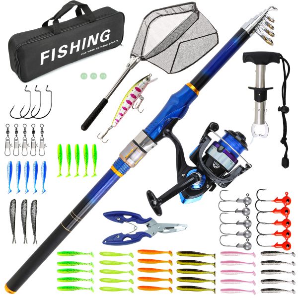Long-Cast Fishing Kit 3000-Model - 2.7m Fiberglass Telescopic Tackle Set