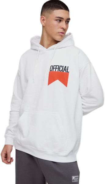 boohooMAN - Men's Official Western Graphic Hoodie - White