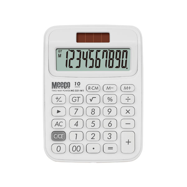 Meeco 10-Digit Calculator (87mm x 121mm) - White
