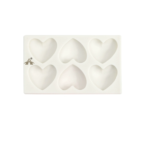 ALANES 6 Heart Shapes Silicone Cake Decorating Molds-White
