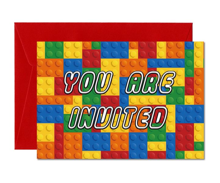 Invitation Cards Lego Party - Pack of 12