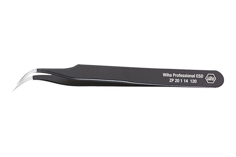 Wiha (32335) Tweezer, ESD, Precision, Curved, Pointed, Stainless Steel