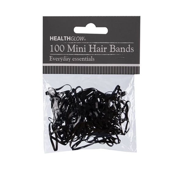 Mini Hair Bands - Elastic - Black - 100 Piece