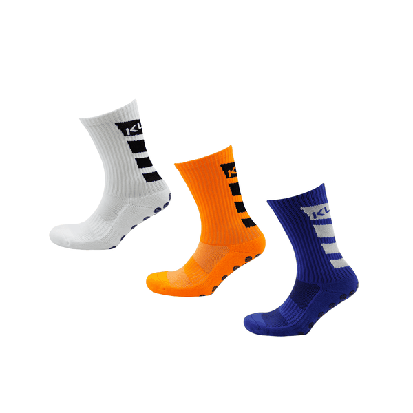 Kupe Active Grip Sock Combo - Calf White, Orange &amp; Blue