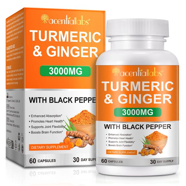 Acentiallabs Turmeric &amp; Ginger 3000mg with Black Pepper, 60 Caps