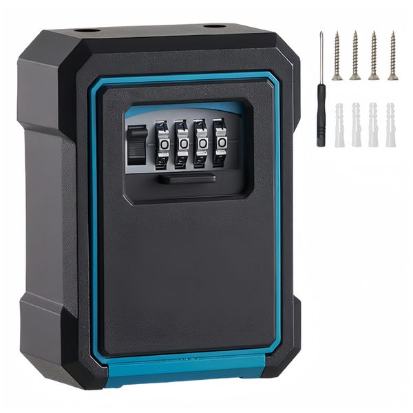 Wall Mount Key Storage Lock Box Blue