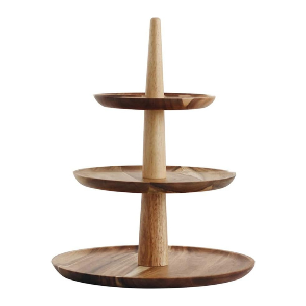 Elegant Three-Tier Wooden Cake Stand - Perfect for Serving &amp; Display