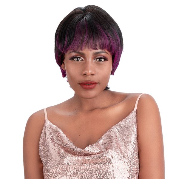 Joedir Pink Mix Color Machine Made Brazilian Human Hair Wig for Women Jgigi