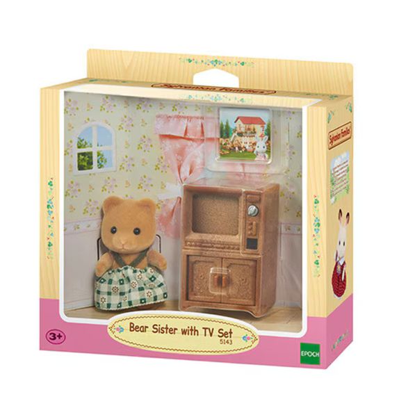 Sylvanian Family Bear Sister with TV