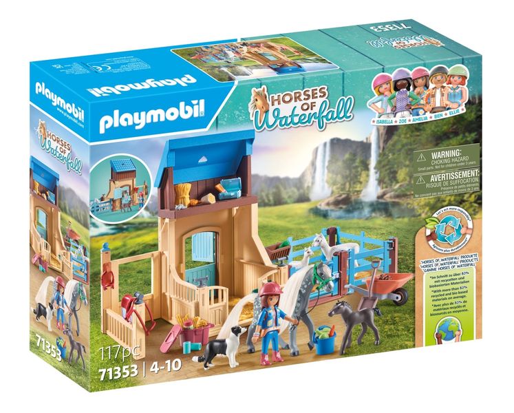 Playmobil Horses of Waterfall - Horse Stall with Amelia &amp; Whisper (117Pcs)