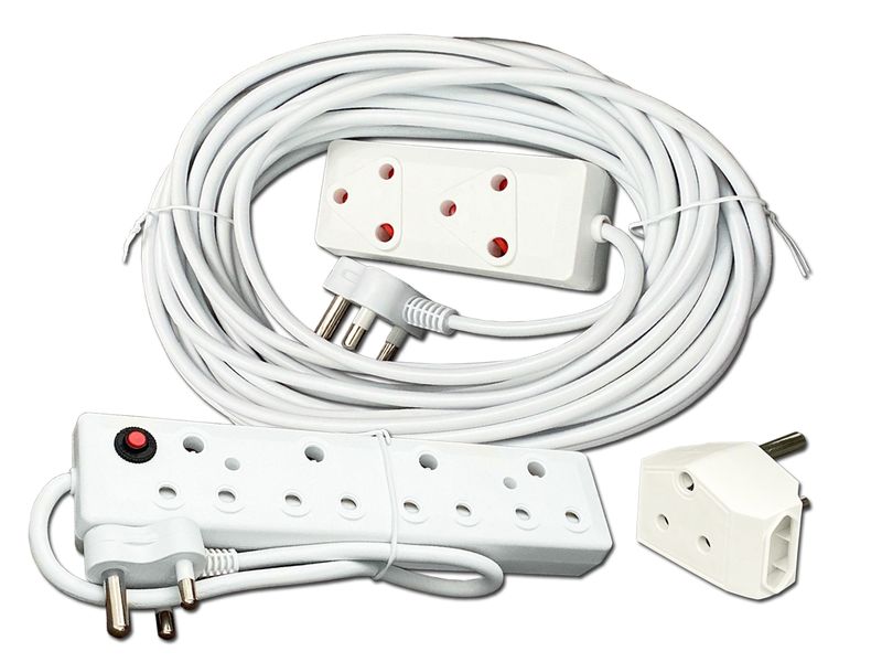 Everlotus Extension Cord 15M Bundle With 4 Way Red Multiplug And 1 Adapter