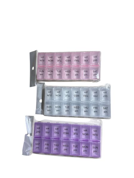 2-A-Day Weekly Pill Organiser Box-3 Piece/ Pink, Purple &amp; White