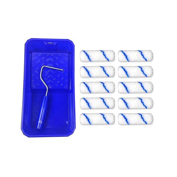 ALANES Paint Roller Set Paint Tray with 10 Rollers-105mm