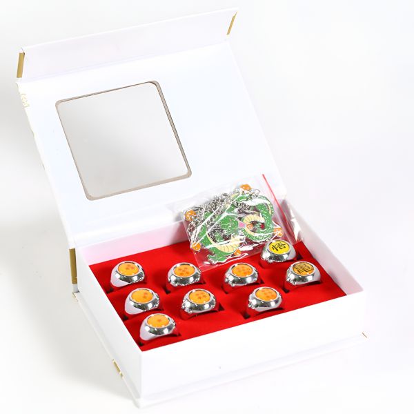 Dragon Ball 7-Star Ring Set With Shenron Necklace