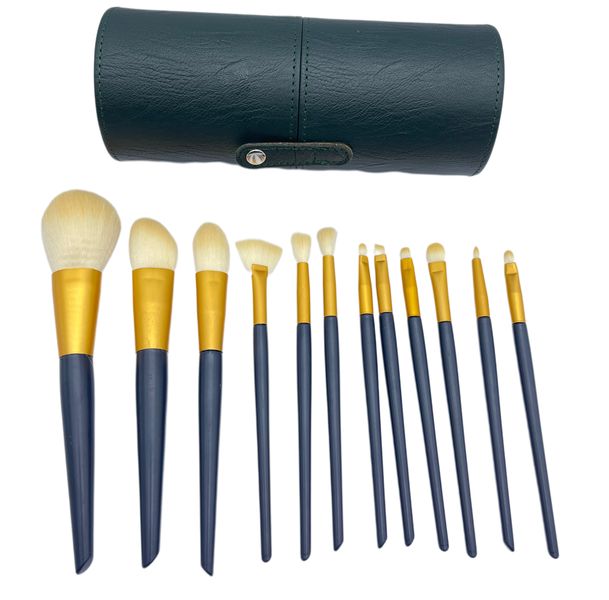 Cosmetic Brush Set 12 Pieces Makeup Brush Set With Brush Barrel -Blue