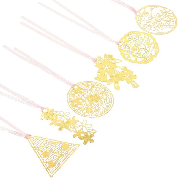 6Pcs Brass Hollow Bookmarks Chic Portable Page Markers for Women Readers