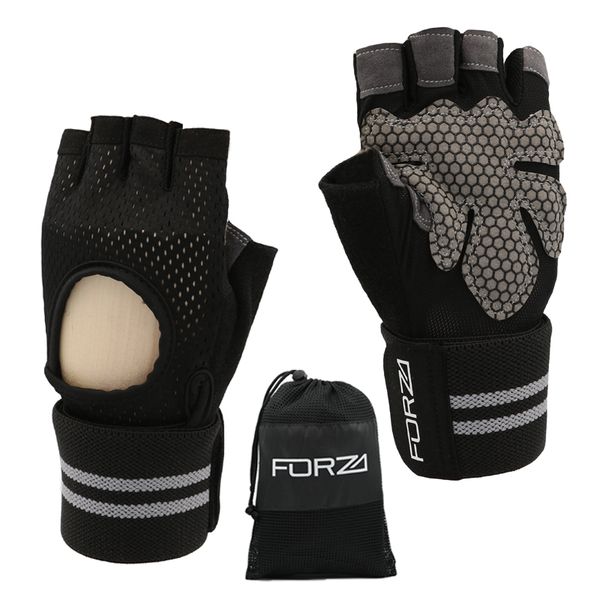 Forza Weight Lifting Gloves/Gym Gloves Non-Slip Open Back - Wrist Support