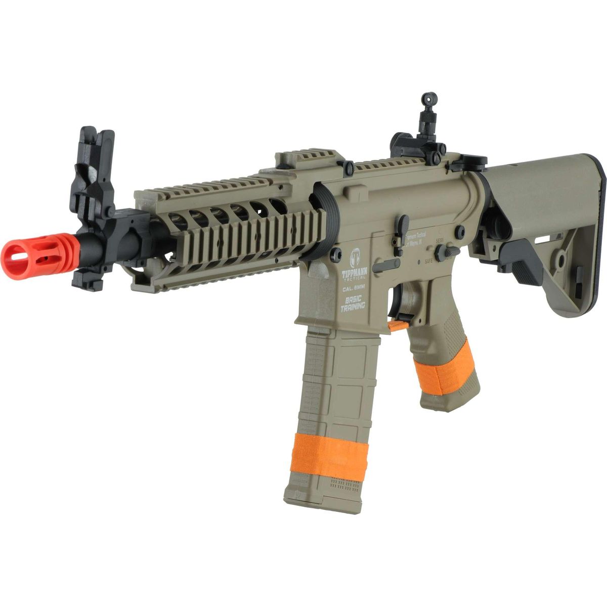 Tippmann M4 Basic Training Airsoft Rifle Tan Orange Tip And Bands