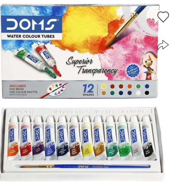 Doms Watercolour Tubes 12 Pc
