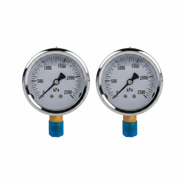 Glycerine Pressure Gauge 0-2500 kPa for Industrial &amp; Automotive - 2 Pack