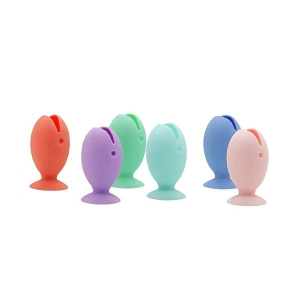 Silicone Travel Toothbrush Holder with Suction Cap for Kids - 6 Pieces
