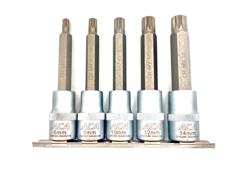 ACA - 5 Piece Spline Bit Socket Set - 100mm