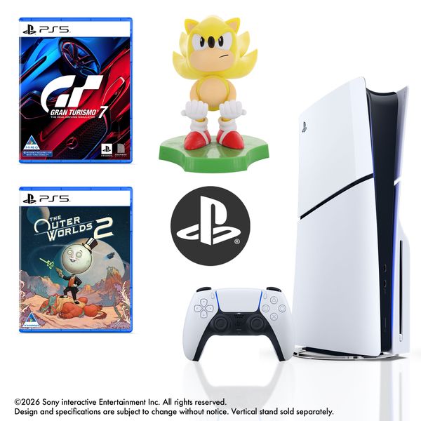 Playstation 5 Disc Bundle incl. Gran Turismo 7 &amp; The Outer Worlds 2 Special Edition &amp; Holdem Sega Super Sonic &amp; PS sticker