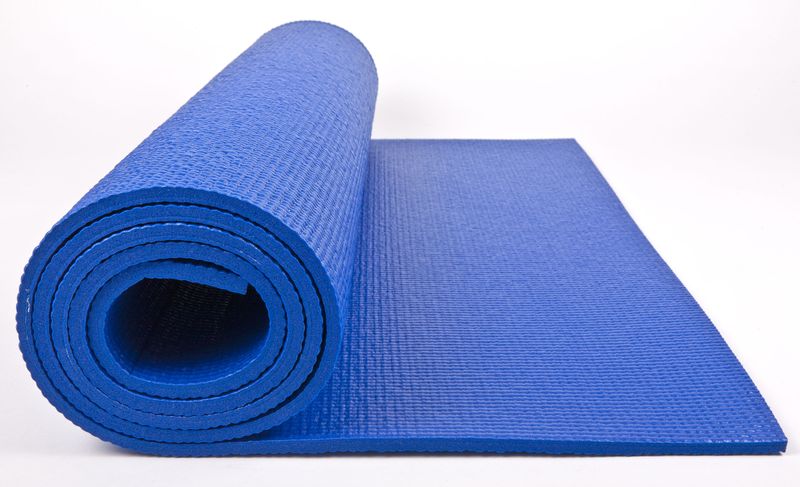 GoFit Double Thick Yoga Mat W/ Wall Chart - Sapphire Blue - 7mm Thick