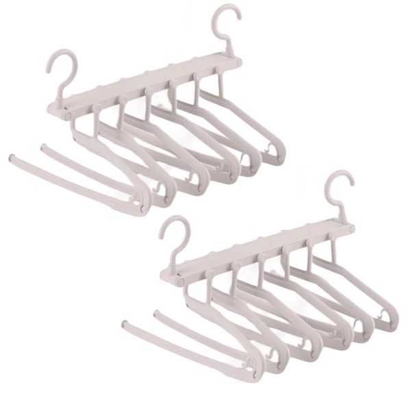 Multi-function Hangers Folding PlasticHanger Non-Slip 6 in 1 Rack - 2 Packs