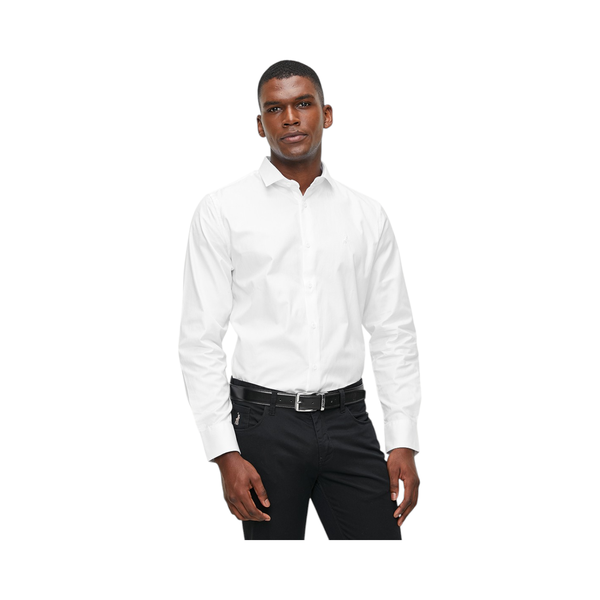 Mens Long Sleeve Textured Shirt - White