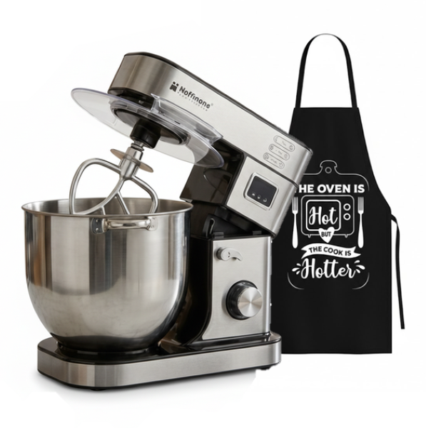 Hoffmans 15-Litre Multifunctional LED Timing Display Stand Mixer with Apron