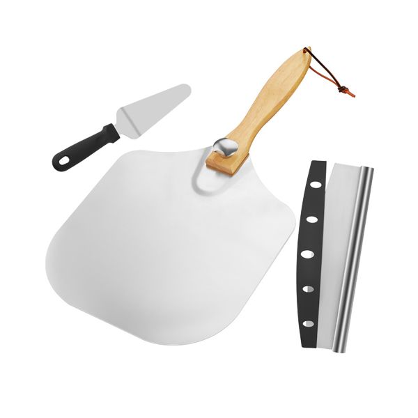 Aluminum Pizza Peel With Foldable Handle Pizza Cutter Rocker Pizza Server