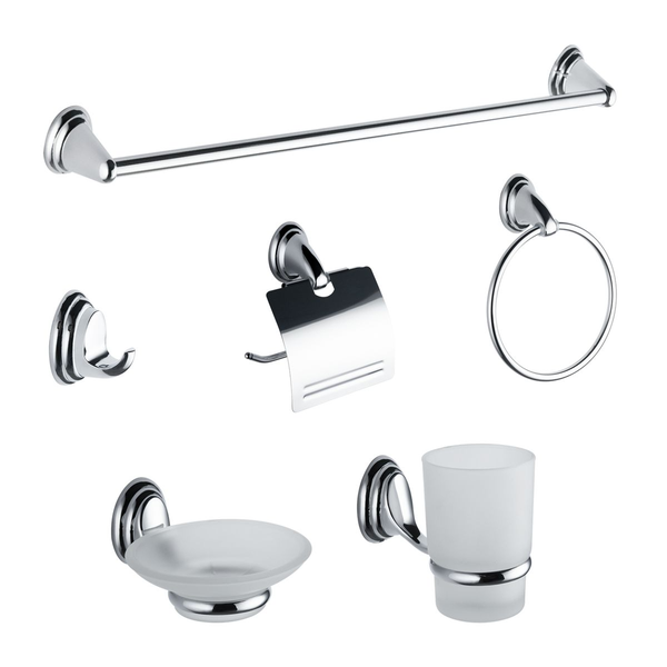 6 Pieces Chrome Stainless Steel Bathroom Accessory Set