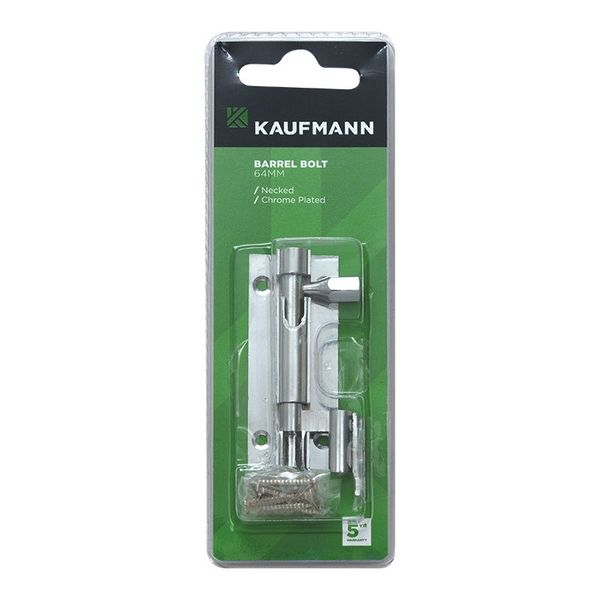Kaufmann Barrel Bolt 64Mm Chrome Plated Necked