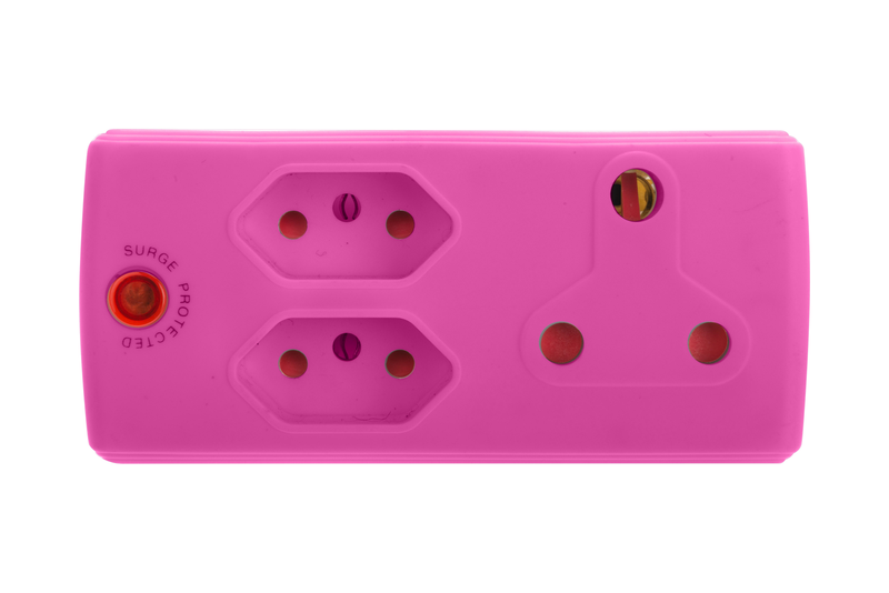 Electricmate 1x16+2x5Amp 3 Pin Adaptor Pink