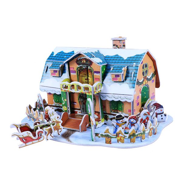 Christmas House 3D Puzzle, Christmas 3D Puzzle Santa house - Set of 38
