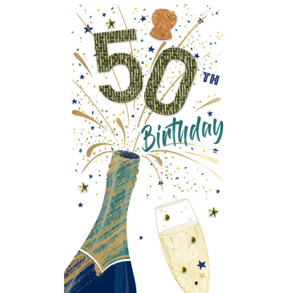 Greeting Card - 50th - Champagne