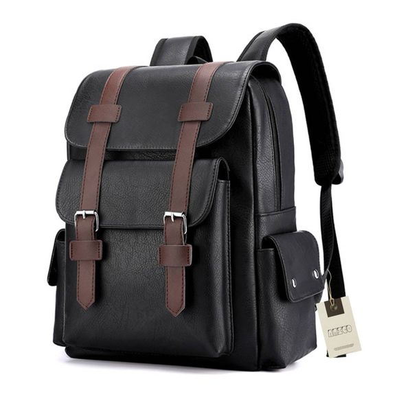 Small15 inch Laptop PU Leather Backpack For Men &amp; Women Waterproof