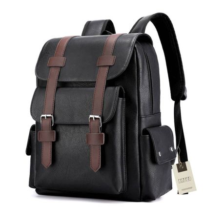 Small15 inch Laptop PU Leather Backpack For Men & Women Waterproof Image