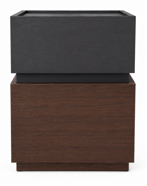 2 Drawer Bedside Table Nightstand Pedestal Cabinet - Dark Grey and Brown